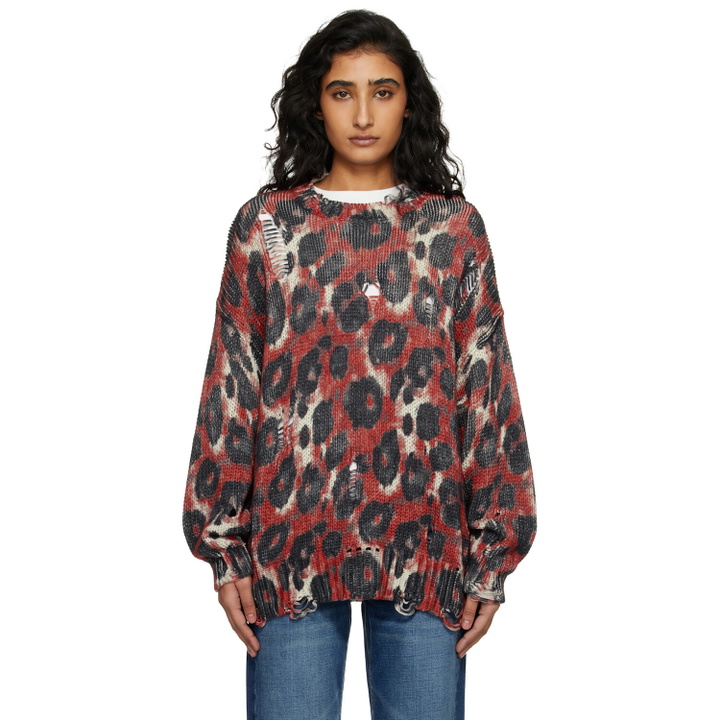 Photo: R13 Red & Black Printed Oversized Sweater