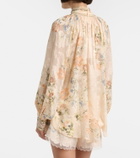Camilla Embellished floral tie-neck silk-blend blouse