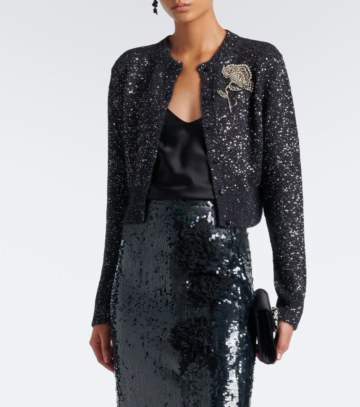 Erdem Cropped embellished alpaca-blend cardigan