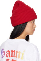 GANNI Red Rib Beanie