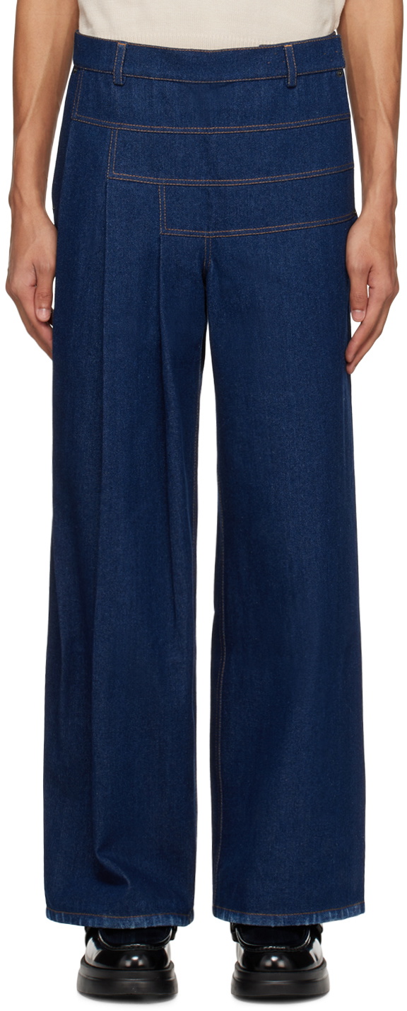 Situationist Blue Pleated Jeans