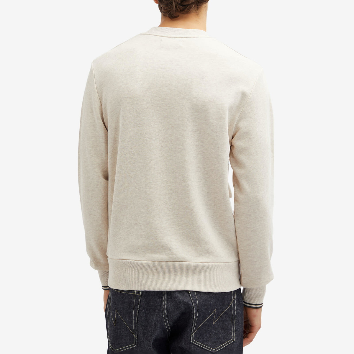 FRED PERRY☆ Crew Neck Sweatshirt ANCHOR GREY / OATMEAL Fred Perry Men's Crew Sweatshirt in Porridge Marl/Anchor