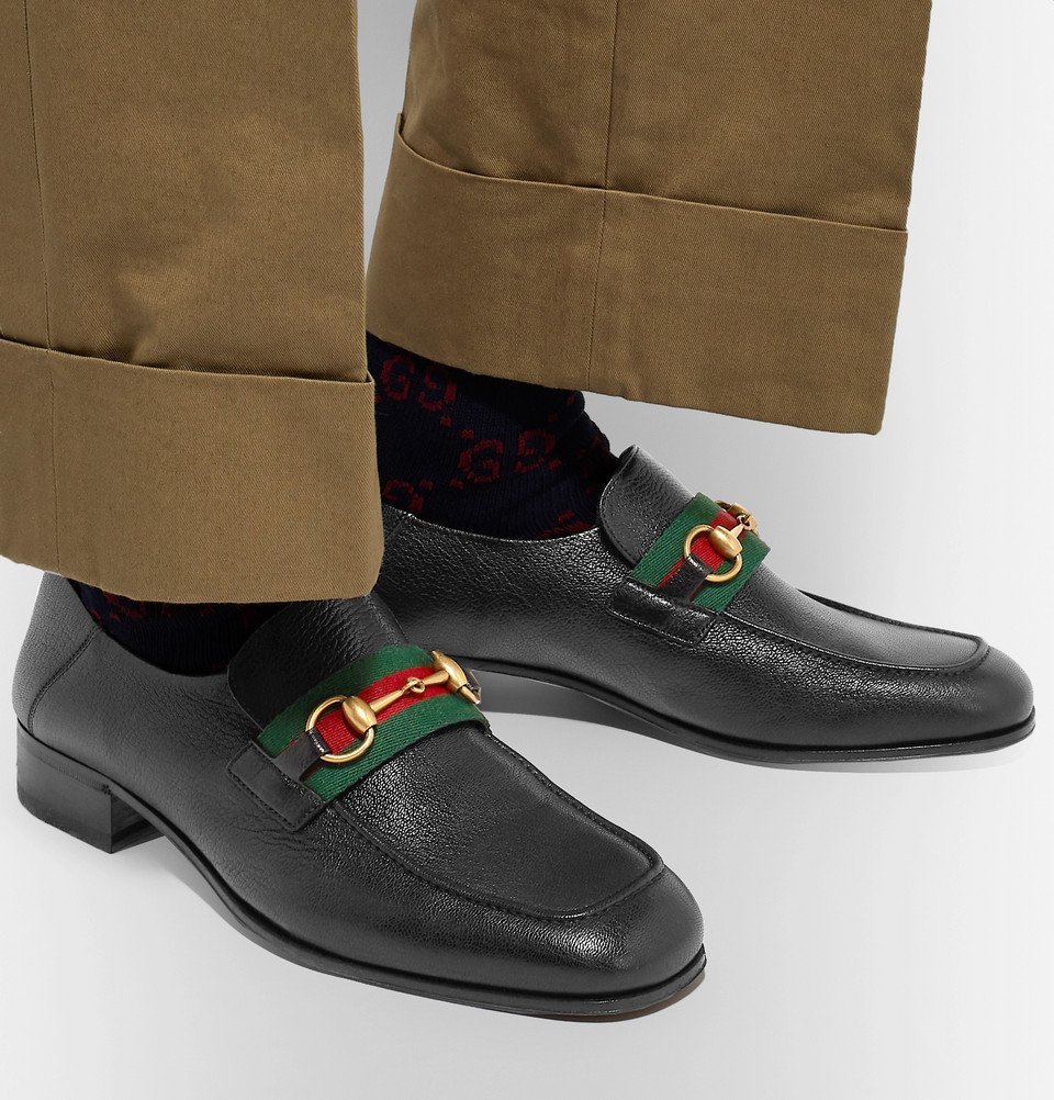 Gucci - Bonny Horsebit Collapsible-Heel Webbing-Trimmed Full  display picture 3