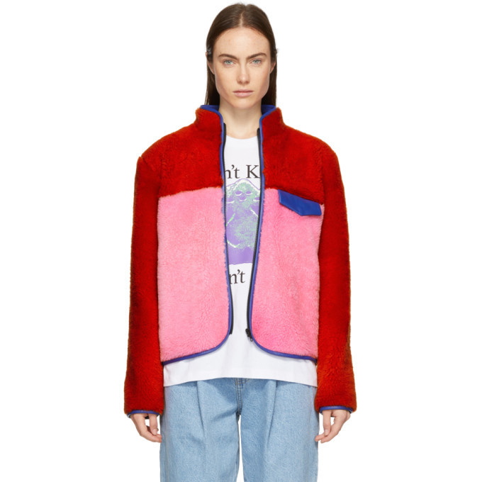 Photo: Ashley Williams Red and Pink Shearling Alice Jacket