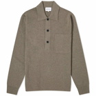 Norse Projects Men's Kian Merino Cotton Milano Polo Shirt in Warm Grey