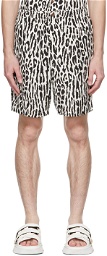 WACKO MARIA White & Black Leopard Shorts