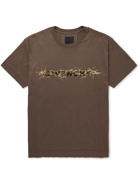 Givenchy - Oversized Logo-Flocked Printed Cotton-Jersey T-Shirt - Brown