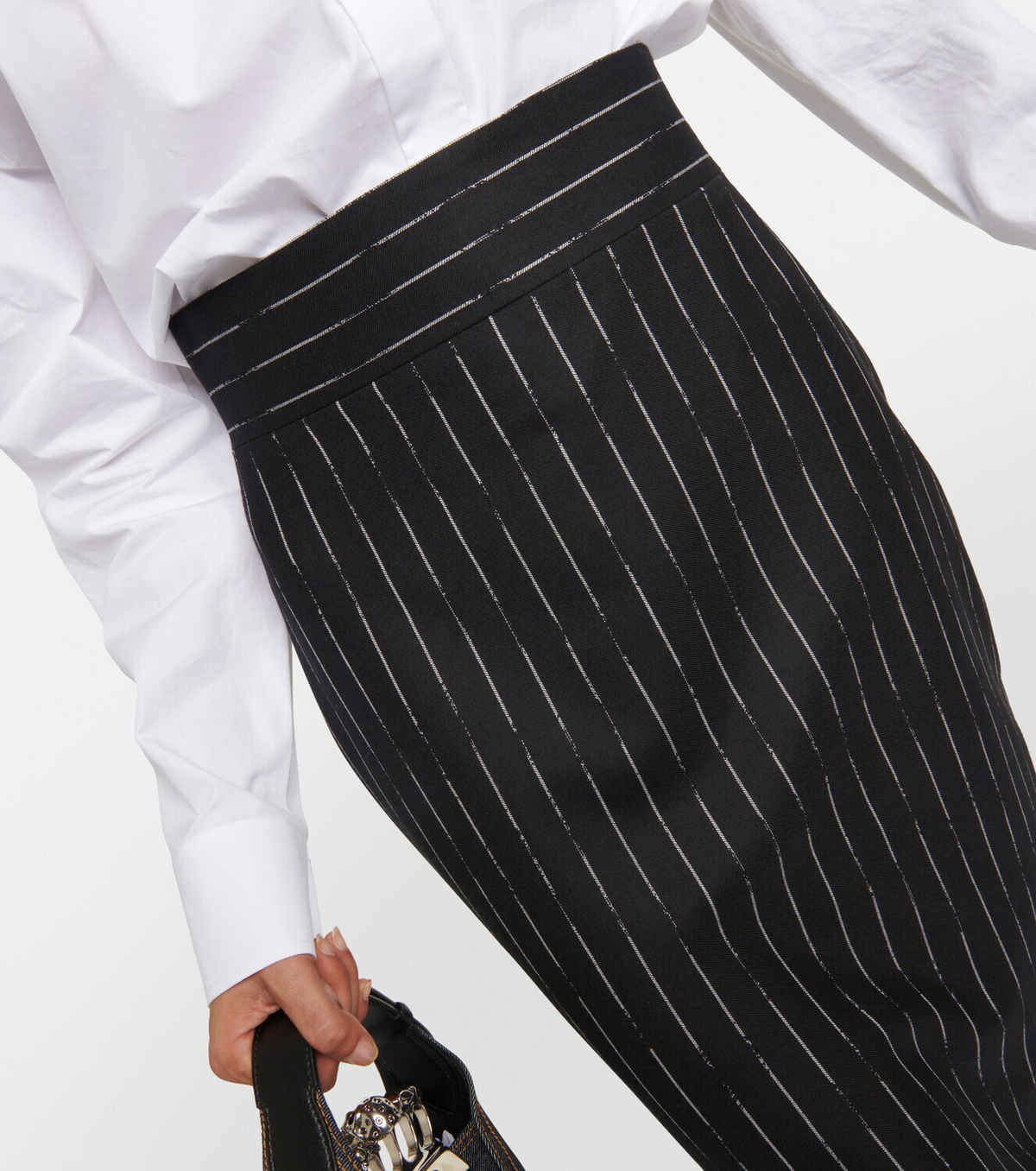 Alexander McQueen Pinstripe wool midi skirt Alexander McQueen