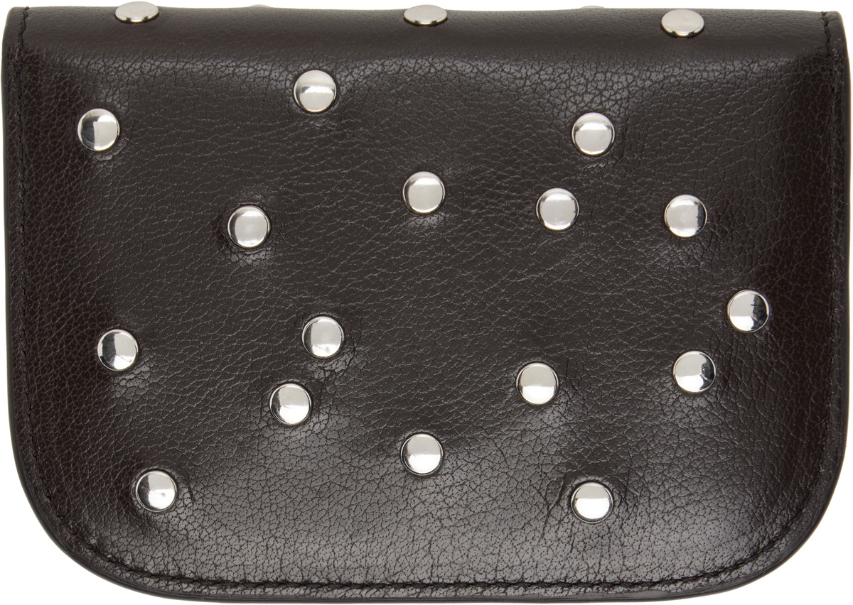 LEMAIRE Brown Soft Tab Studs Dots Card Holder