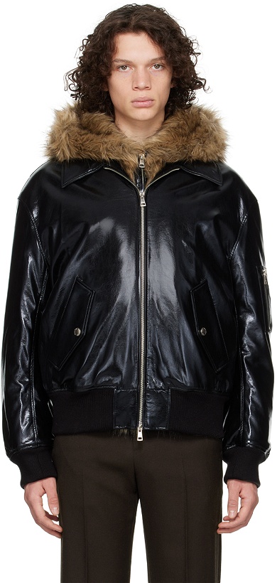 Photo: System Black Detachable Faux-Leather Jacket