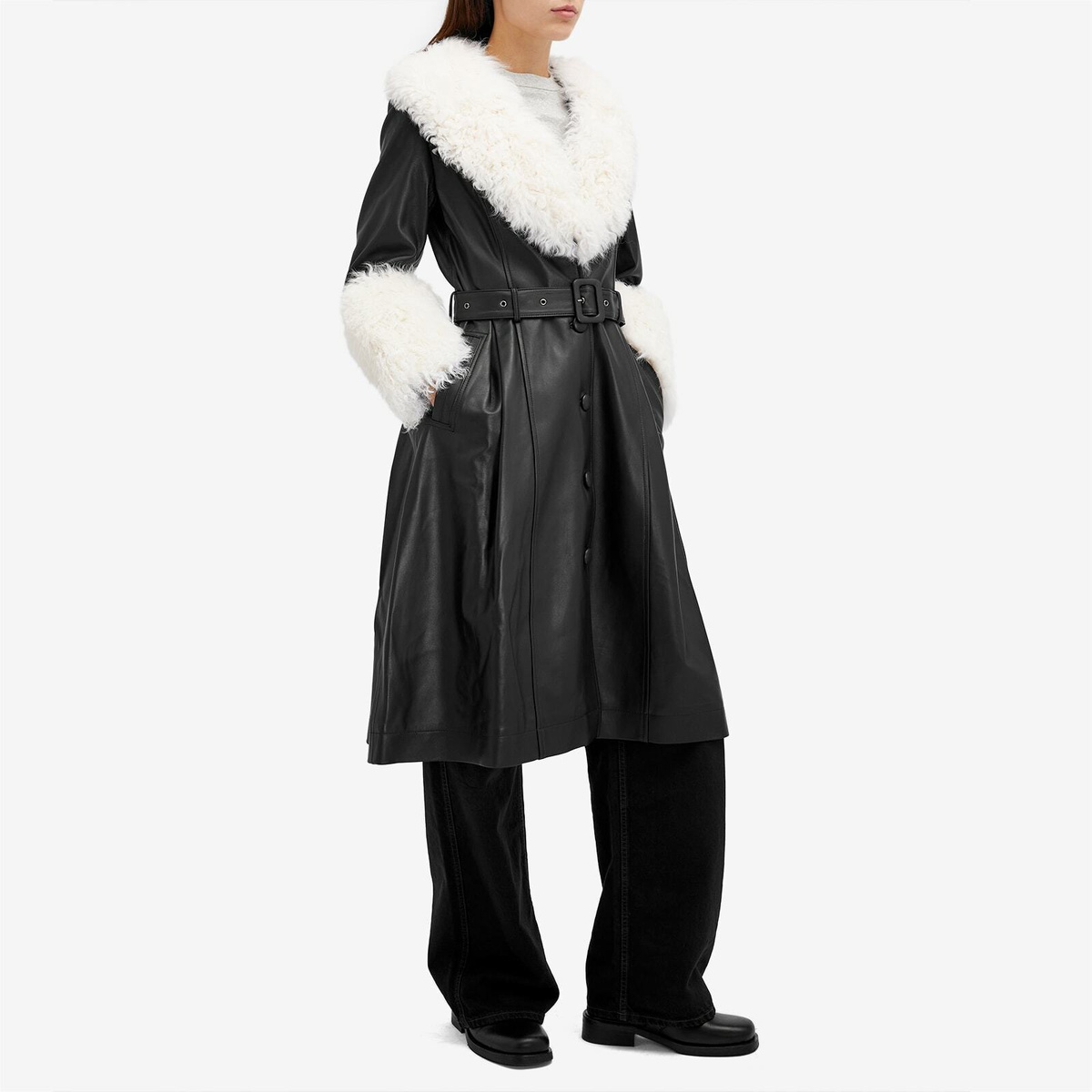 Saks Potts Women's Foxy Coat in Black/Cloud
