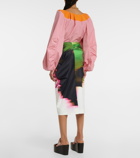 Dries Van Noten - Satin printed high-rise midi skirt
