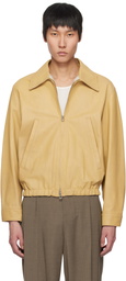 YOKE Tan Zip Leather Jacket