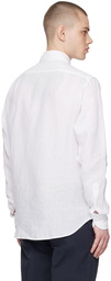 Drake's White Spread Collar Shirt