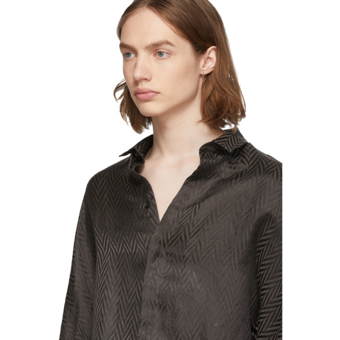 Haider Ackermann Brown Silk Kimono Long Shirt Haider Ackermann
