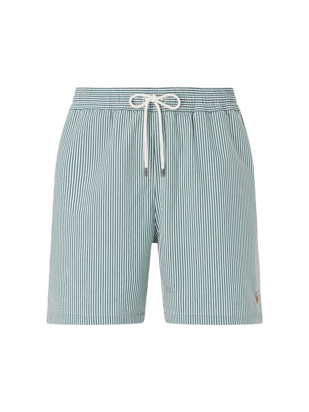 Photo: Polo Ralph Lauren - Traveler Striped Straight-Leg Mid-Length Cotton-Blend Seersucker Swim Shorts - Green