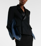 Sacai Double-breasted denim and wool jacket