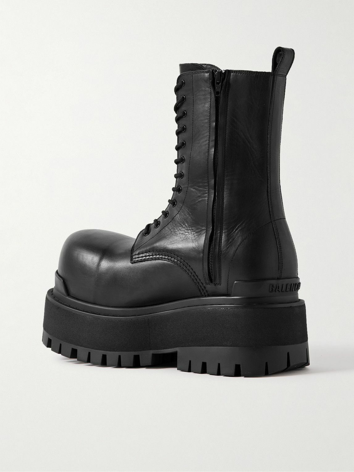 Balenciaga - Giant Logo-Embellished Leather Boots - Black
