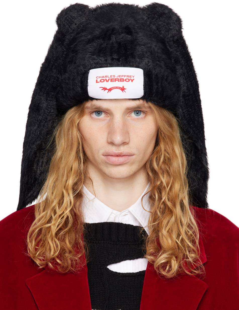 Charles Jeffrey Loverboy 帽子 Fluffy Chunky Rabbit Beanie Charles Jeffrey LOVERBOY Black Fluffy Chunky Rabbit Beanie