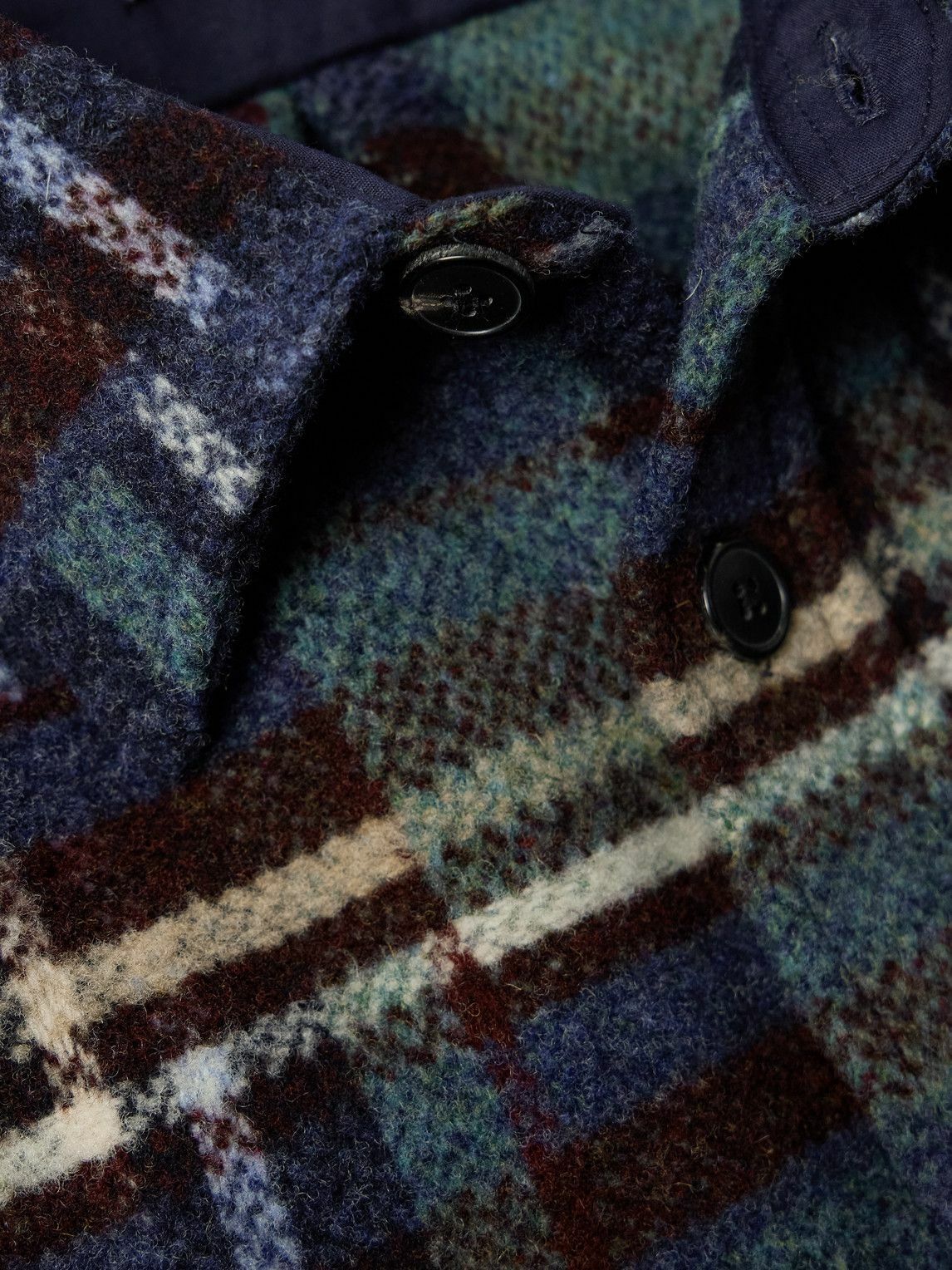 Portuguese Flannel - Virgo II Checked Merino Wool Overshirt - Blue