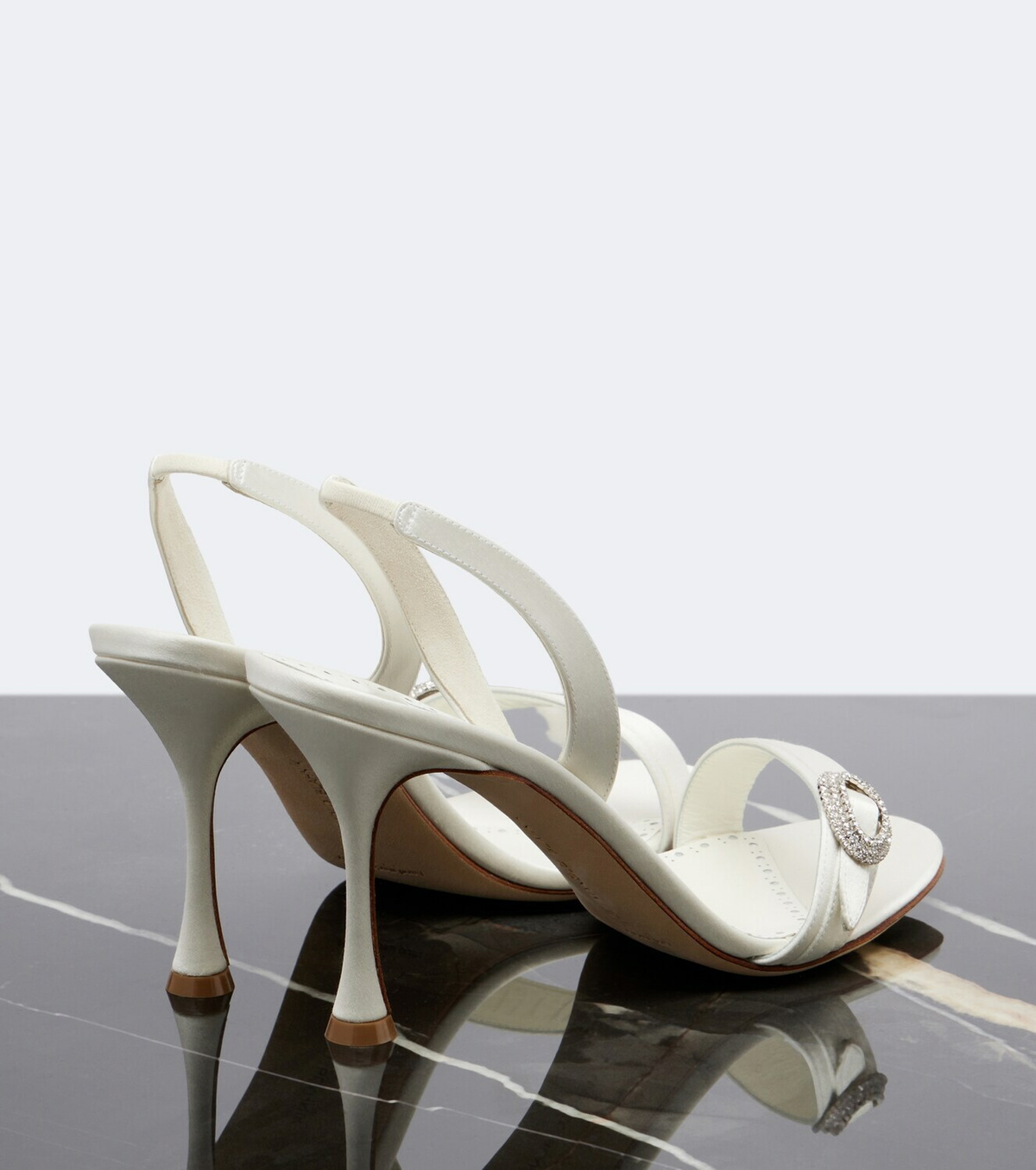 Manolo Blahnik Zutosan embellished satin slingback sandals