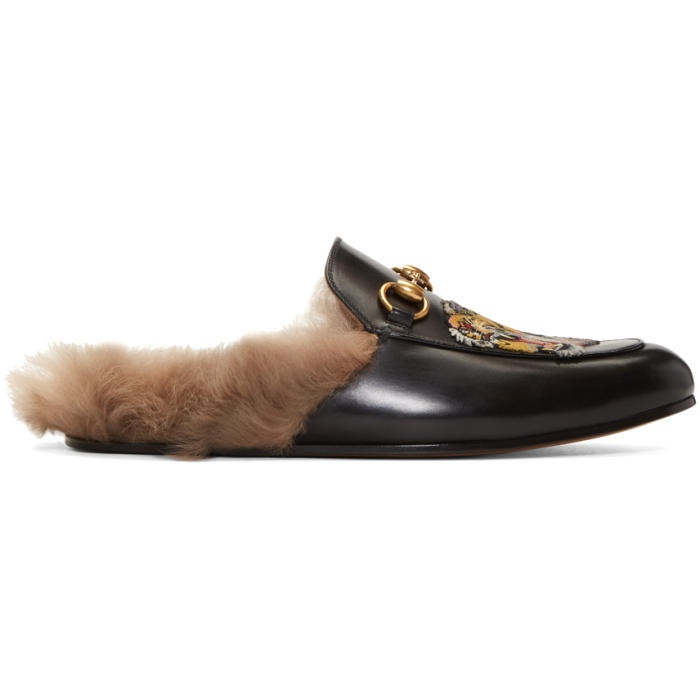 Photo: Gucci Black Princetown Slip-On Loafers 