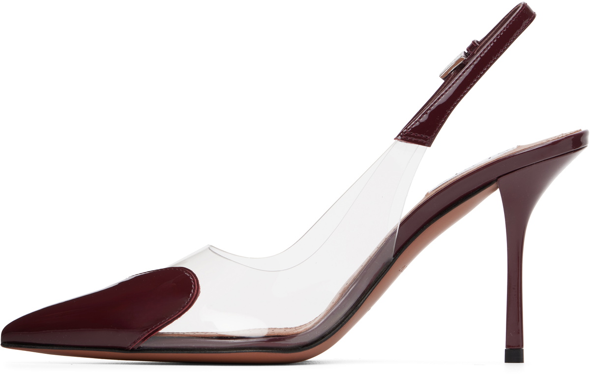 ALAÏA Burgundy 'Le Cœur' Slingback Heels