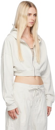 Entire Studios White Cropped Full Zip Hoodie