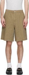 Solid Homme Khaki Linen Shorts