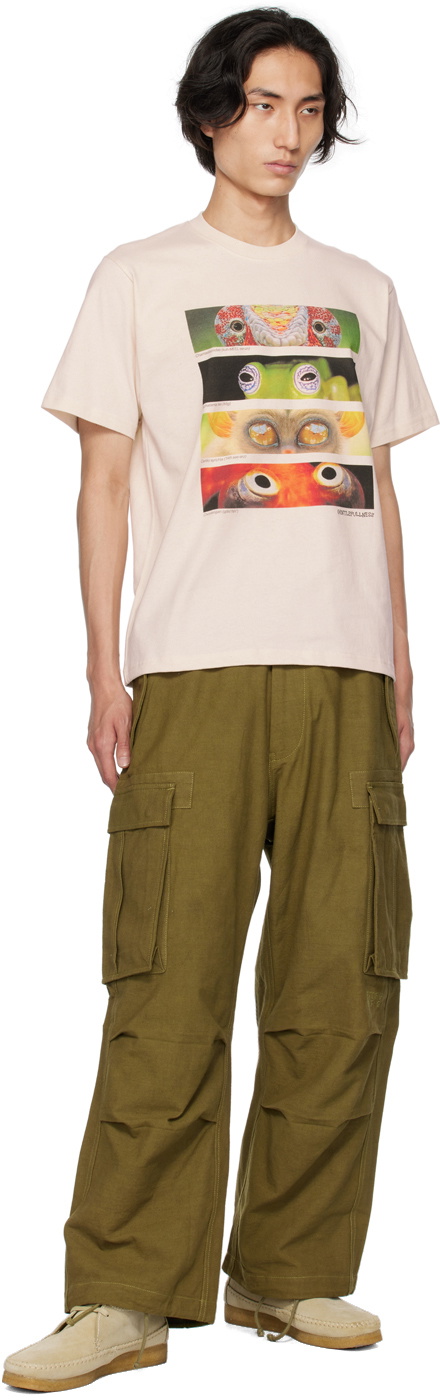 トップス Gentlefullness print tshirts Gentle Fullness Beige Animal Eyes T-Shirt Gentle Fullness