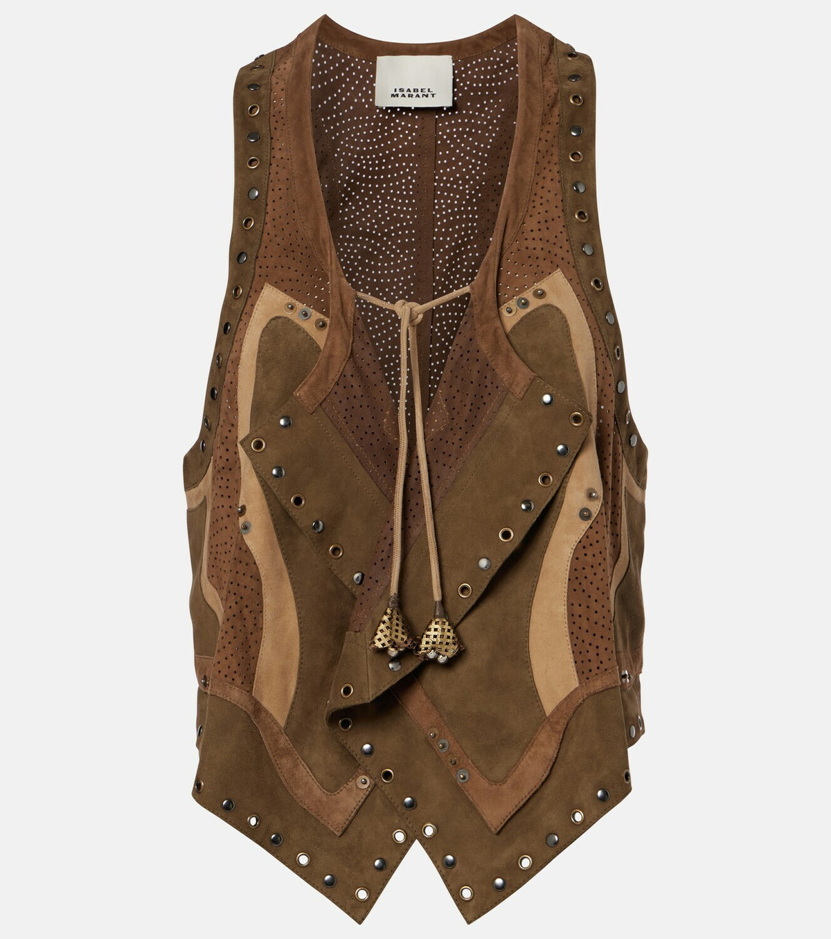 Isabel Marant Kelby studded patchwork suede vest