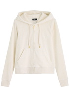 Juicy Couture Robertson Hooded Velour Sweatshirt Cream