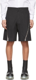 Alexander McQueen Black Cotton Gabardine Zip Shorts