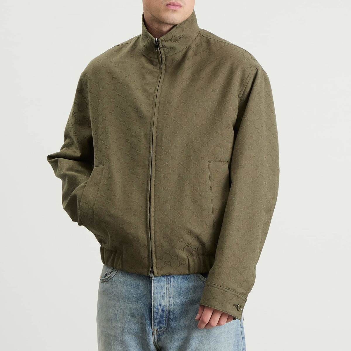 Gucci Men's GG Canvas Bomber Jacket in Green
