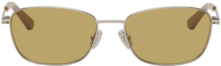 Photo: Bottega Veneta Silver Rectangular Sunglasses