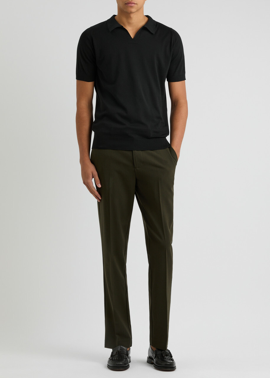 John Smedley Donnelly Knitted Cotton Polo Shirt Black John