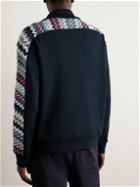 Missoni - Cotton-Jersey and Striped Crochet-Knit Track Jacket - Blue