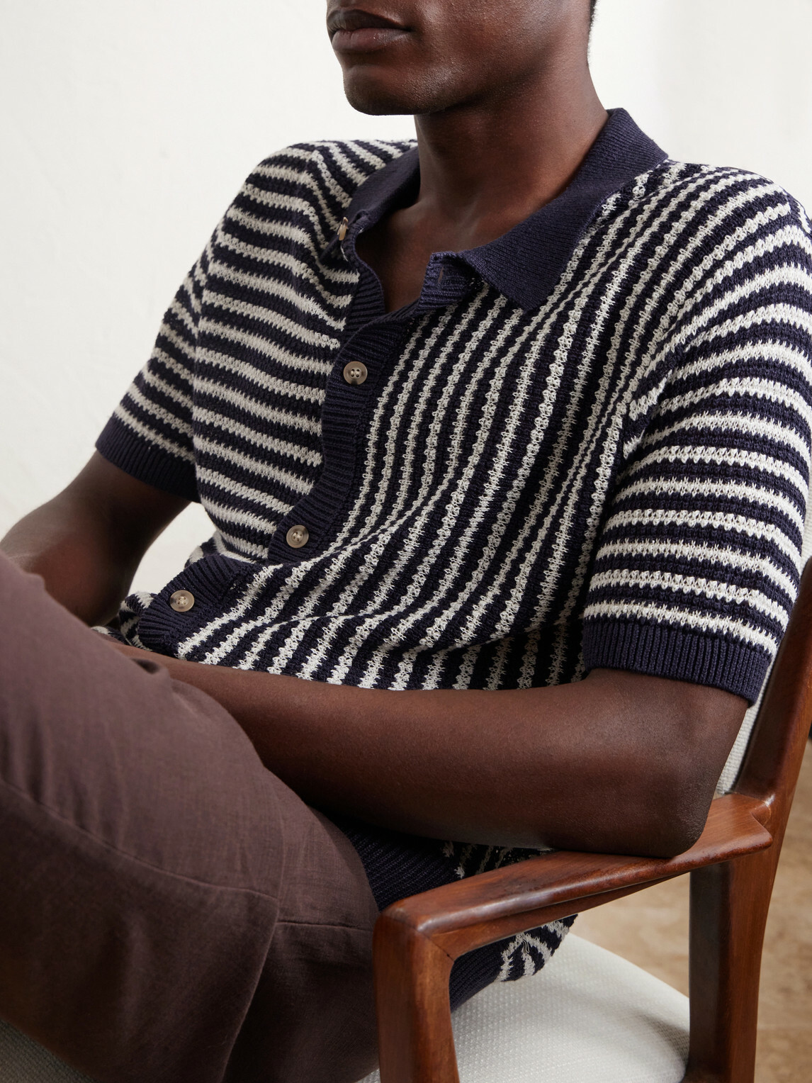 Onia - Striped Knitted Linen Shirt - Blue