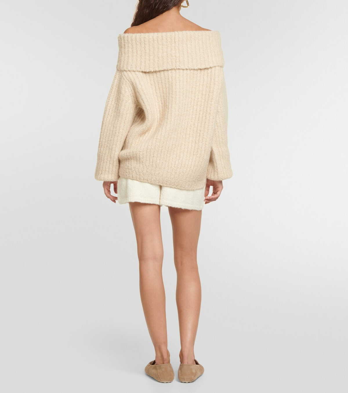Loro Piana Ribbed-knit off-shoulder cashmere sweater