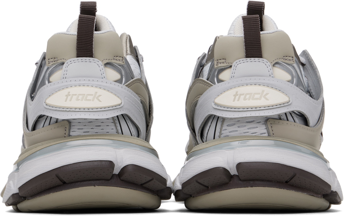 Balenciaga Track Men\'s Low Top Lace-Up Athletic Sneakers White Gray Brown Balenciaga Taupe & Gray Track Sneakers Balenciaga main image 4