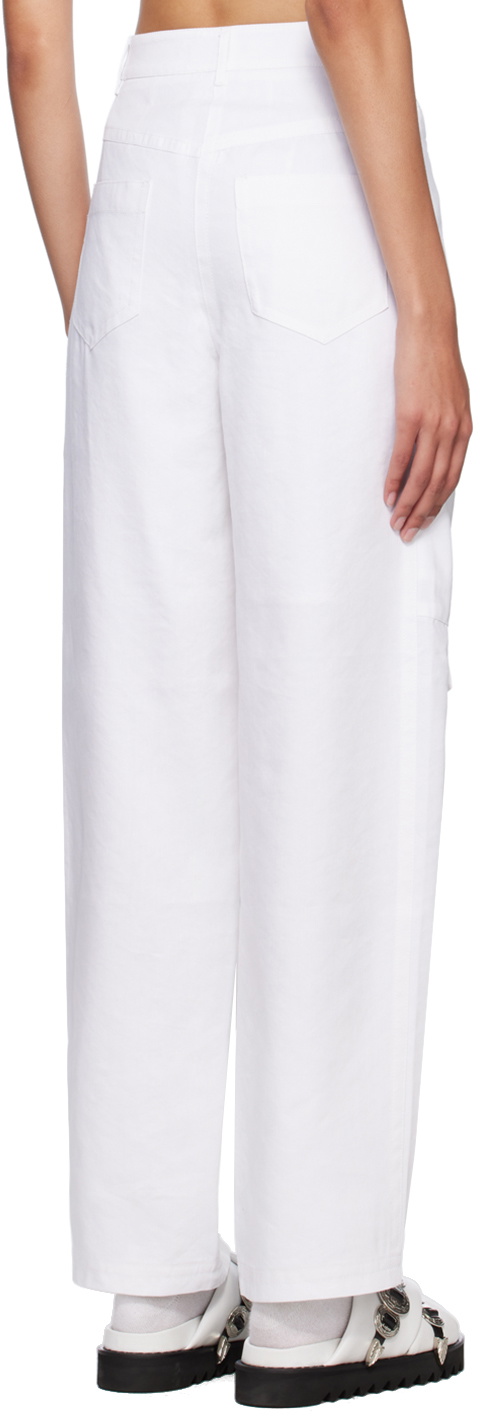 J KOO White Pocket Trousers