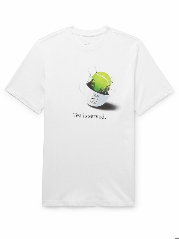 Photo: Nike Tennis - Printed Cotton-Blend Dri-FIT T-Shirt - White