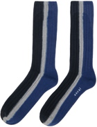 sacai Black & Navy Vertical Dye Socks