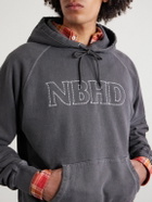 Neighborhood - Logo-Embroidered Pigment-Dyed Cotton-Jersey Hoodie - Black