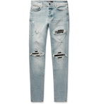 AMIRI - MX1 Ultra Skinny-Fit Distressed Panelled Stretch-Denim Jeans - Blue