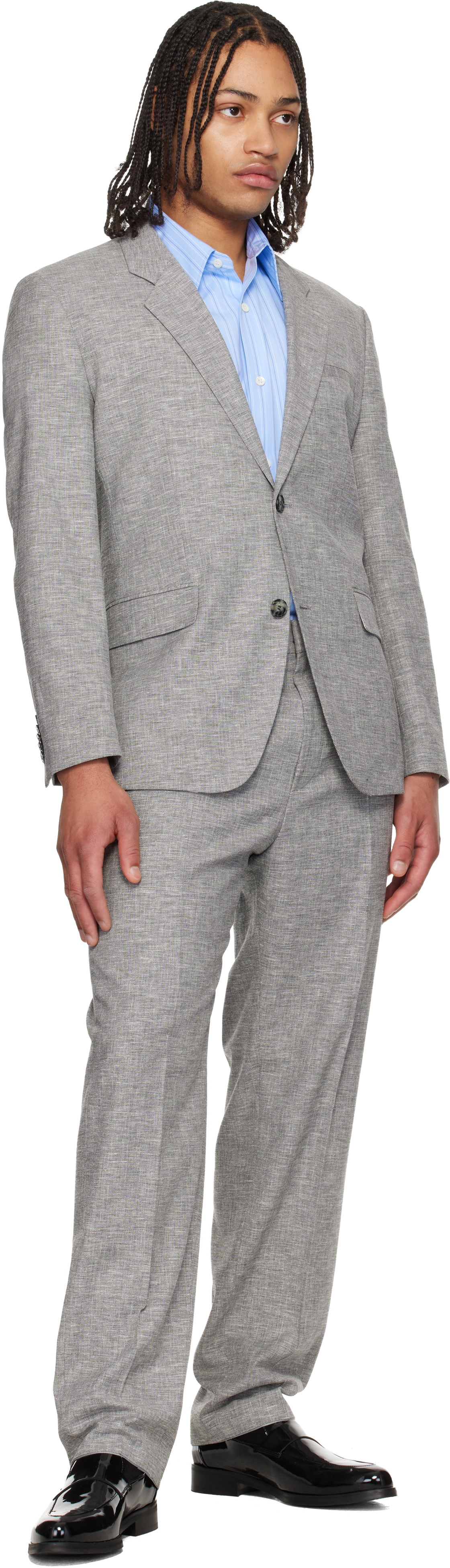 Hugo Gray Two-Piece Modern-Fit Sharkskin Suit