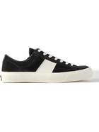 TOM FORD - Cambridge Leather-Trimmed Suede Sneakers - Black