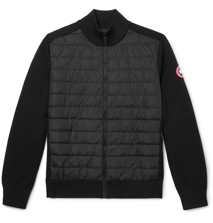 Photo: Canada Goose - HyBridge Slim-Fit Merino Wool and Quilted Nylon Down Jacket - Black