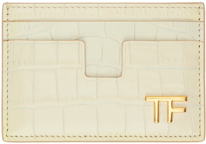 Photo: TOM FORD Off-White Shiny Stamped Croc TF Card Holder