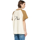 Rhude Off-White and Tan Raglan Logo T-Shirt